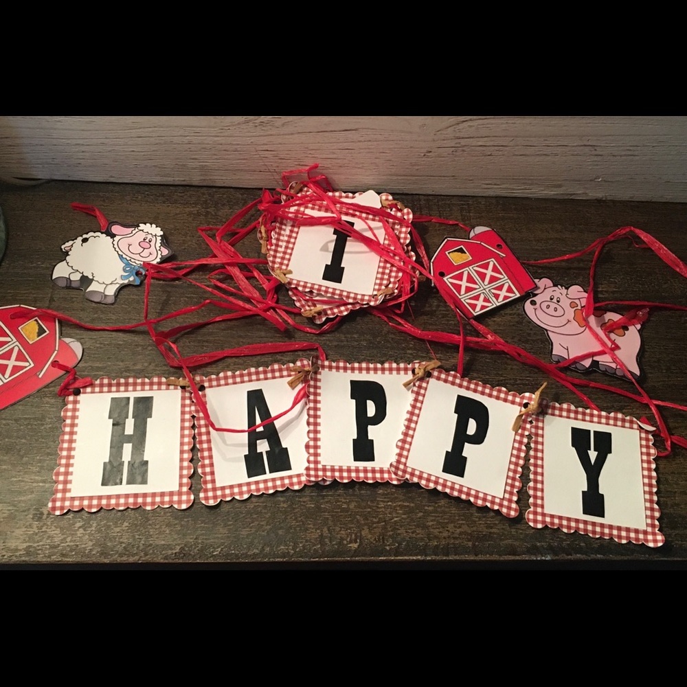 Happy Birthday farm western party banners
